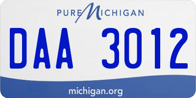 MI license plate DAA3012