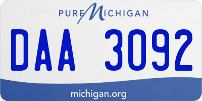MI license plate DAA3092