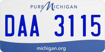 MI license plate DAA3115