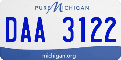 MI license plate DAA3122