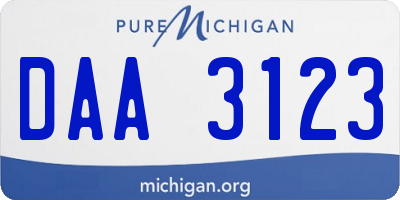 MI license plate DAA3123