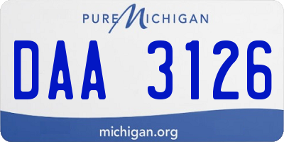 MI license plate DAA3126
