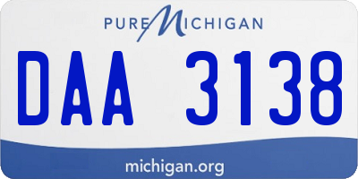 MI license plate DAA3138