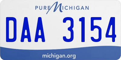 MI license plate DAA3154