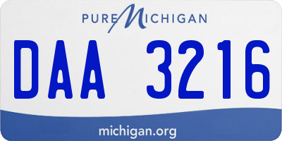 MI license plate DAA3216