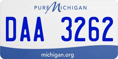 MI license plate DAA3262