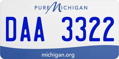 MI license plate DAA3322