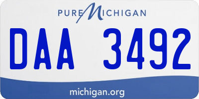 MI license plate DAA3492