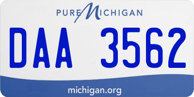 MI license plate DAA3562