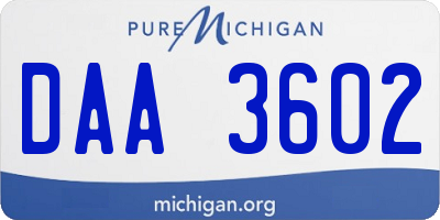 MI license plate DAA3602