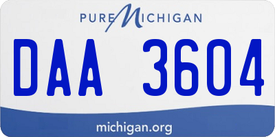 MI license plate DAA3604