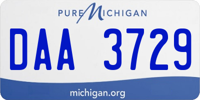 MI license plate DAA3729