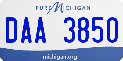 MI license plate DAA3850