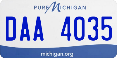 MI license plate DAA4035