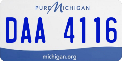 MI license plate DAA4116