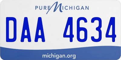 MI license plate DAA4634