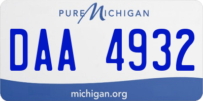MI license plate DAA4932