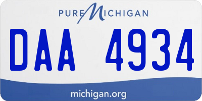 MI license plate DAA4934