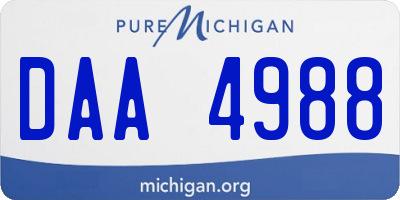 MI license plate DAA4988