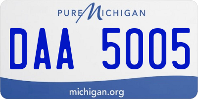MI license plate DAA5005