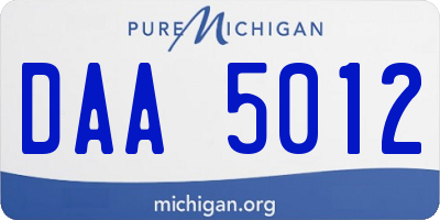 MI license plate DAA5012