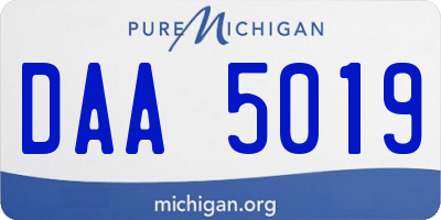 MI license plate DAA5019