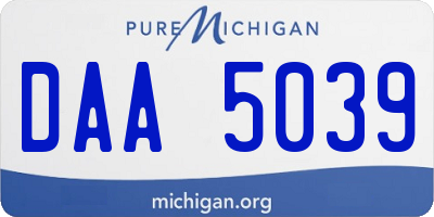 MI license plate DAA5039