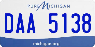 MI license plate DAA5138