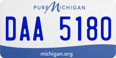 MI license plate DAA5180