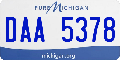 MI license plate DAA5378