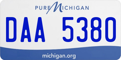 MI license plate DAA5380