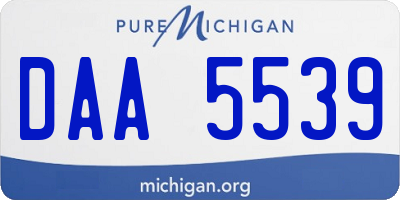 MI license plate DAA5539