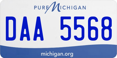 MI license plate DAA5568