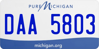MI license plate DAA5803