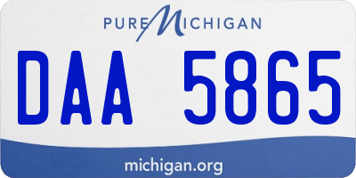 MI license plate DAA5865