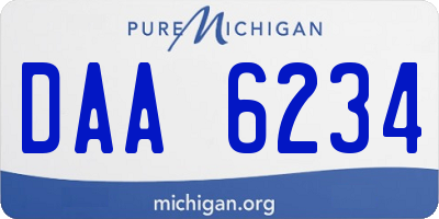 MI license plate DAA6234