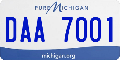 MI license plate DAA7001