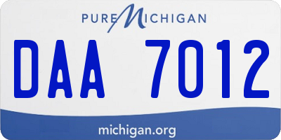MI license plate DAA7012
