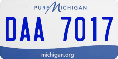 MI license plate DAA7017
