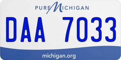 MI license plate DAA7033