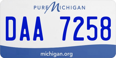 MI license plate DAA7258