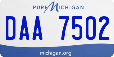 MI license plate DAA7502