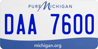 MI license plate DAA7600