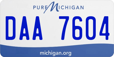 MI license plate DAA7604