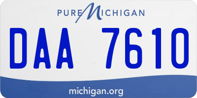 MI license plate DAA7610