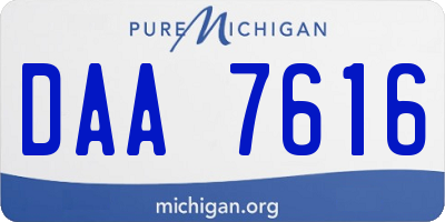 MI license plate DAA7616