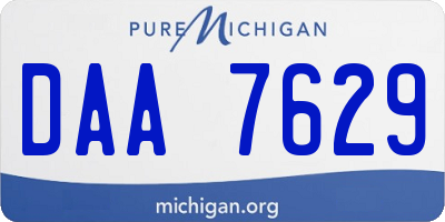 MI license plate DAA7629