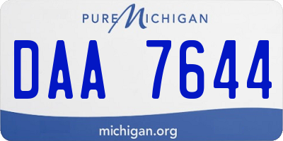MI license plate DAA7644