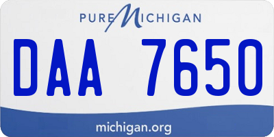 MI license plate DAA7650