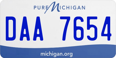 MI license plate DAA7654
